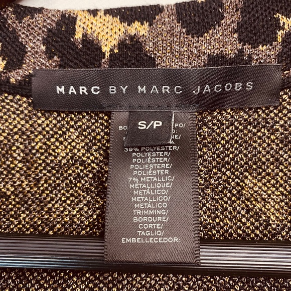 MARC JACOBS Leopard pattern Gold Lurex Cardigan Size S - Picture 4 of 9